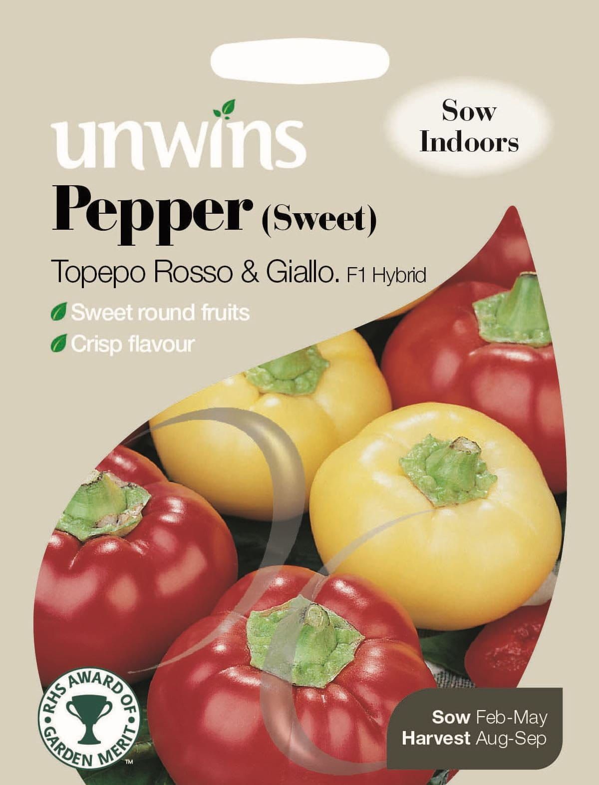 Unwins Pepper (Sweet) Topepo Rosso & Giallo F1 10 Seeds