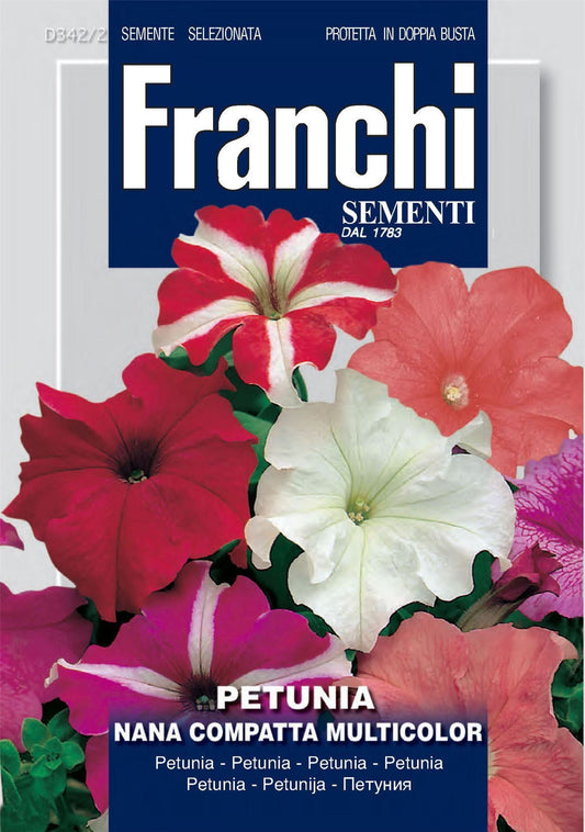 Franchi Seeds of Italy - Flower - FDBF_ 342-2 - Petunia - Compact Dwarf Mix - Seeds