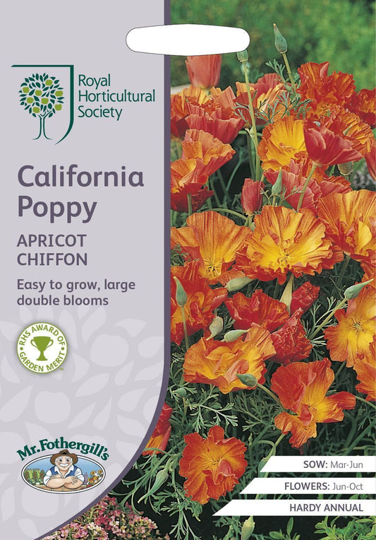 Mr Fothergills RHS California Poppy Apricot Chiffon 300 Seeds