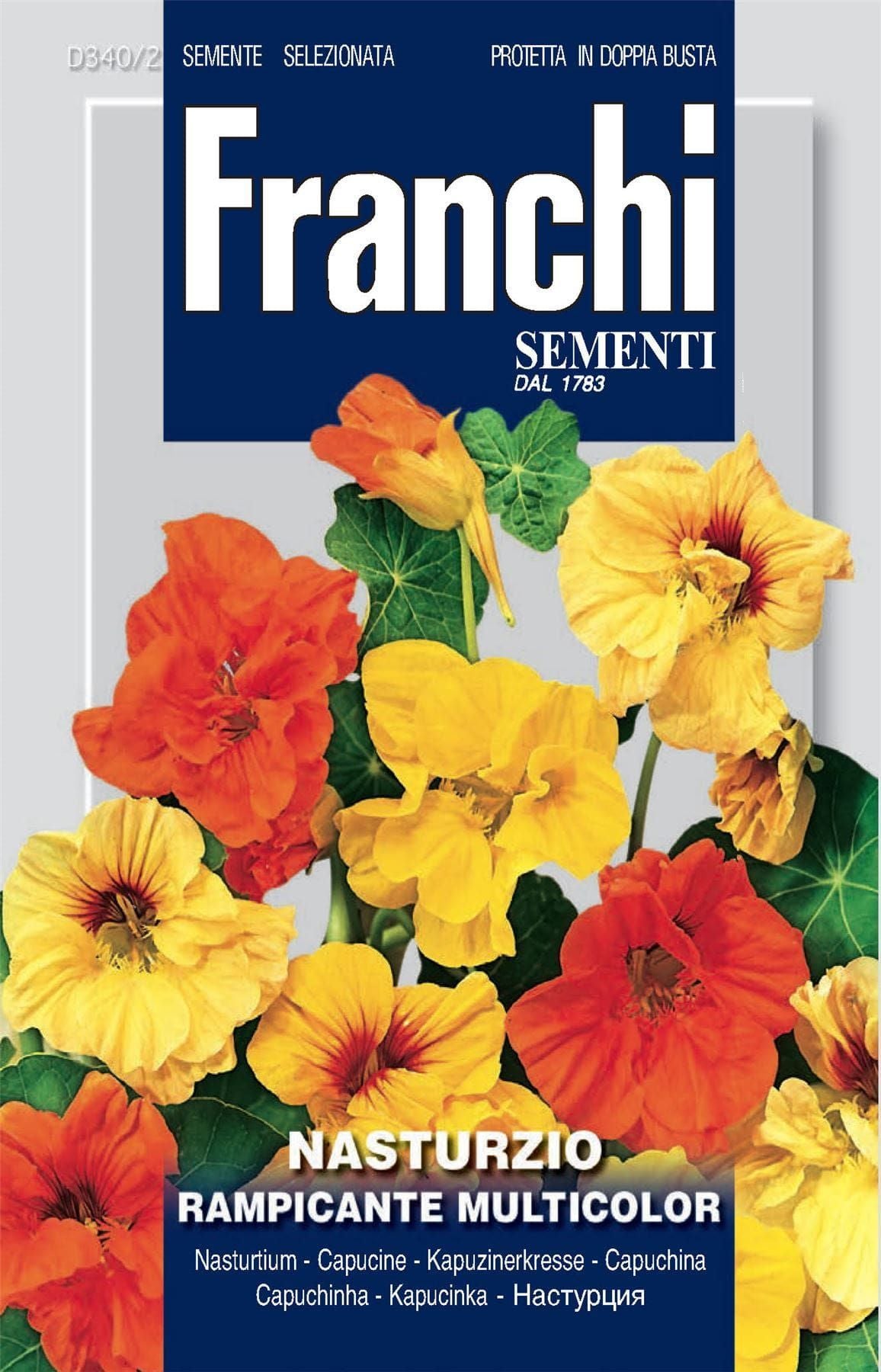 Franchi Seeds of Italy - Flower - FDBF_ 340-2 - Nasturtium Rampicante - Climbing Mix - Seeds