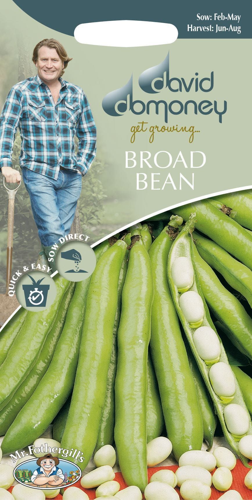 Mr Fothergills - David Domoney - Vegetable - Broad Bean - Vectra - 40 Seeds
