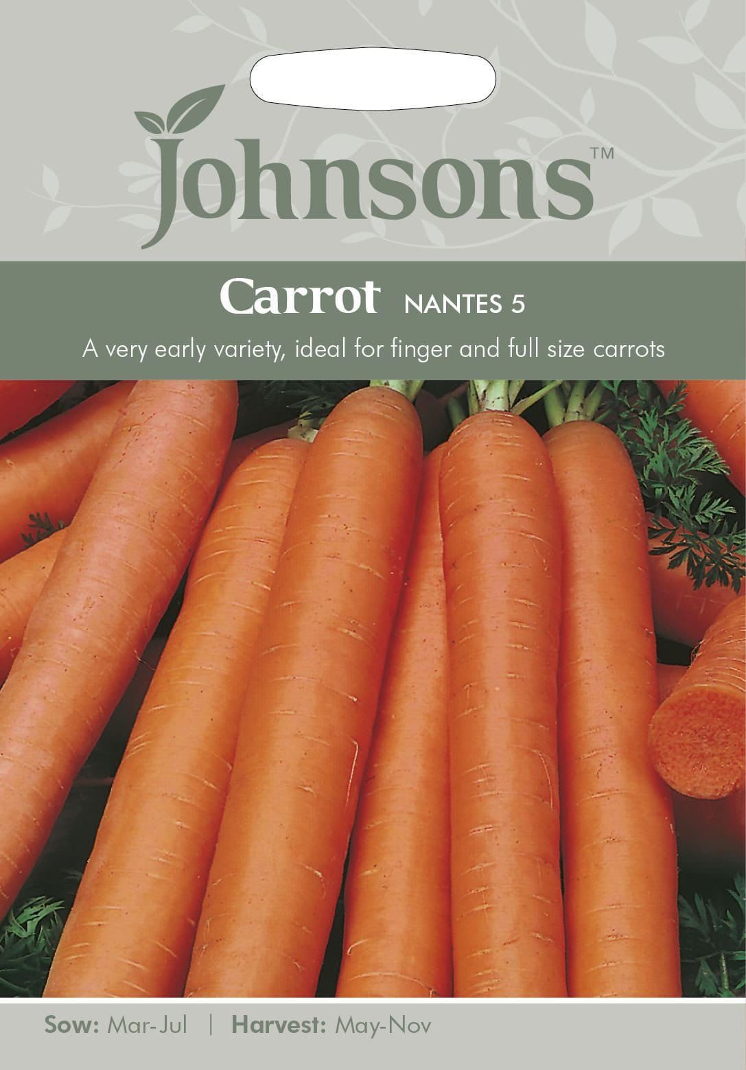 Johnsons Carrot Nantes 5 2000 Seeds