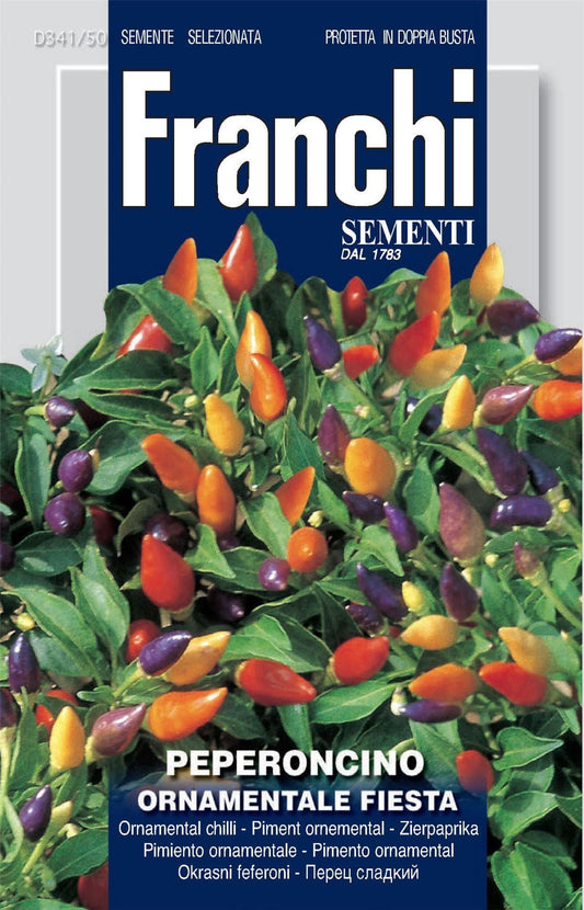 Franchi Seeds of Italy - Flower - FDBF_ 341-50 - Chili Pepper - Ornamental Fiesta - Seeds