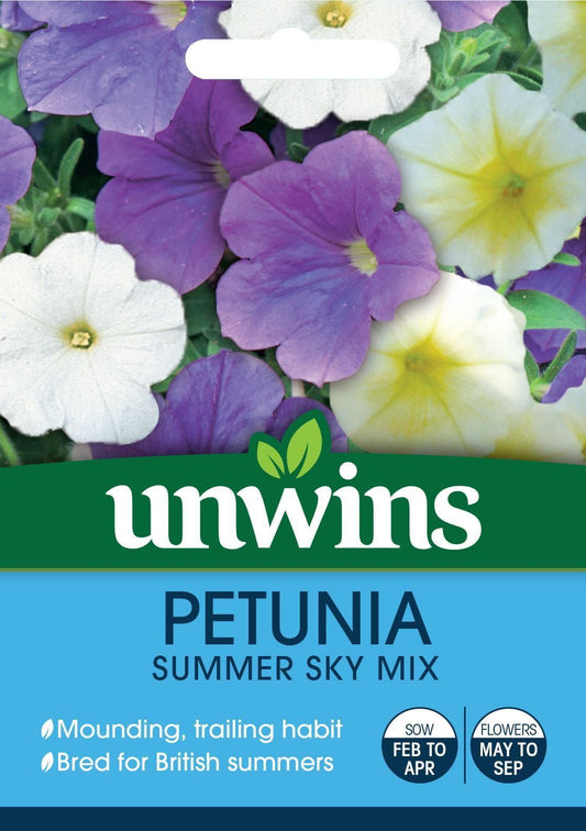 Unwins Petunia Summer Sky Mix 40 Seeds