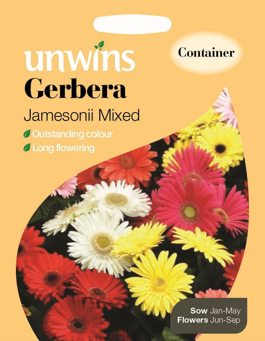 Unwins Gerbera Jamesonii Mixed 50 Seeds