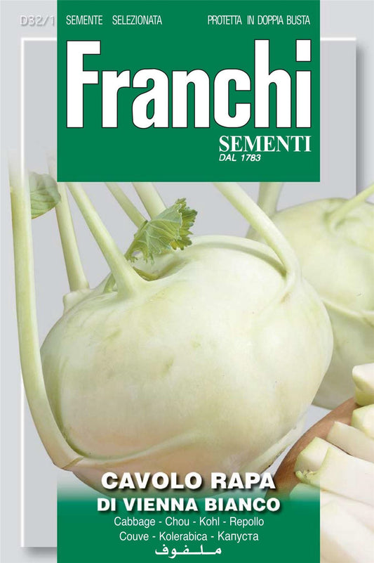 Franchi Seeds of Italy Kohlrabi Di Vienna Bianco Seeds