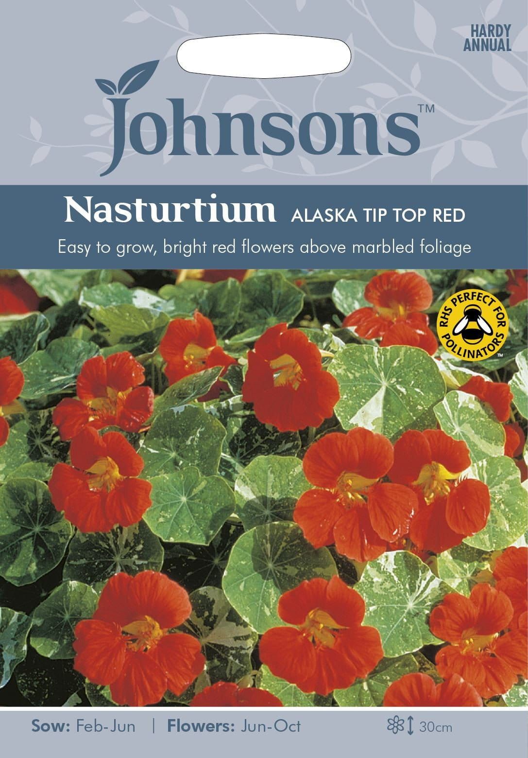 Johnsons Nasturtium Alaska Tip Top Red 25 Seeds