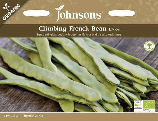 Johnsons Organic Climbing French Bean Limka 50 Seeds
