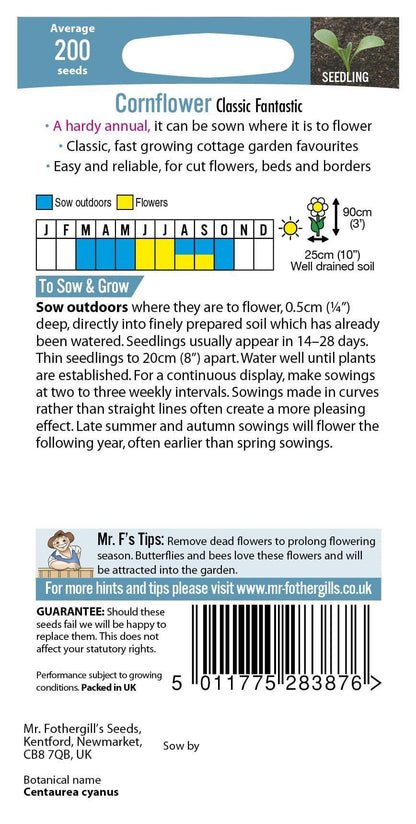 Mr Fothergills Cornflower Classic Fantastic 200 Seeds