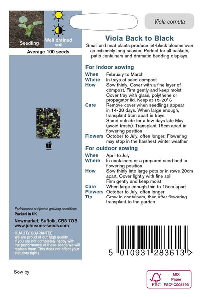 Johnsons Viola Back to Black 100 Seeds