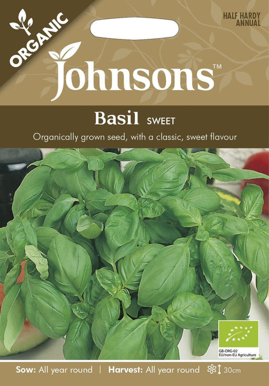 Johnsons Organic Herb Basil Sweet 300 Seeds