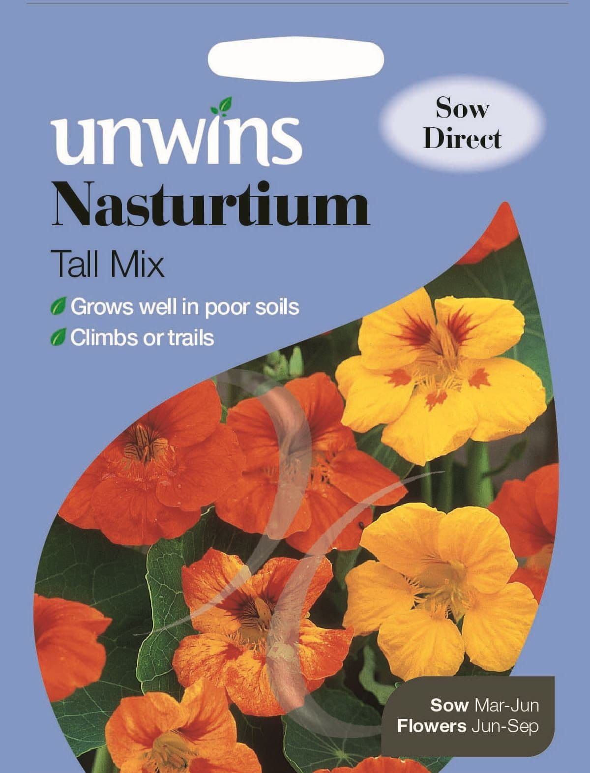 Unwins Nasturtium Tall Mix 35 Seeds