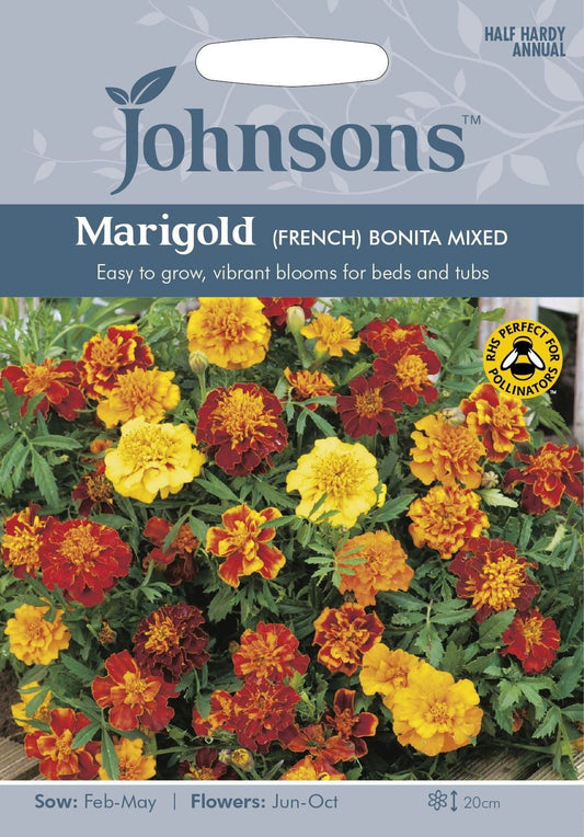 Johnsons French Marigold Bonita Mixed 150 Seeds