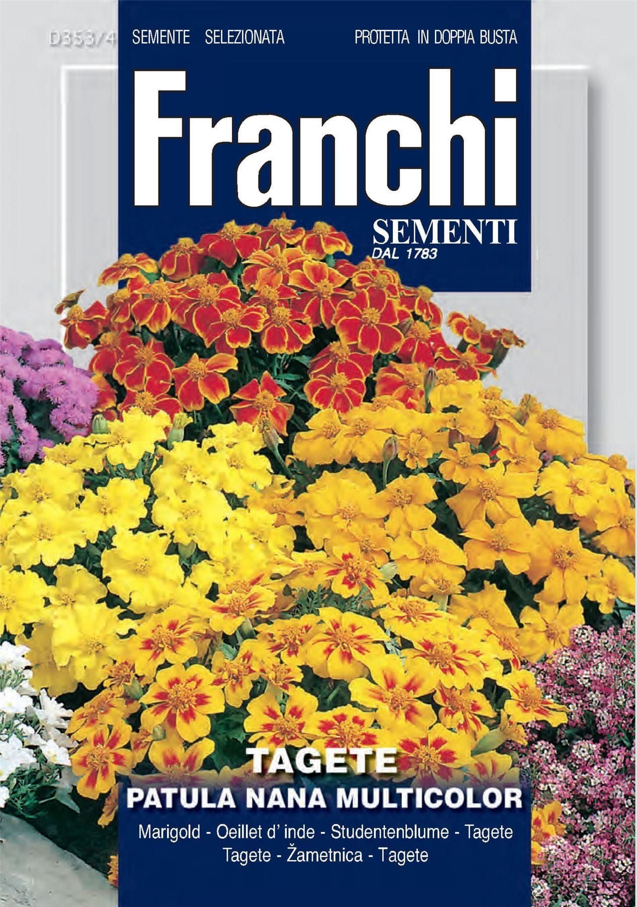 Franchi Seeds of Italy - Flower - FDBF_ 353-4 - Marigold - Tagete Patula Nana Mix - Seeds