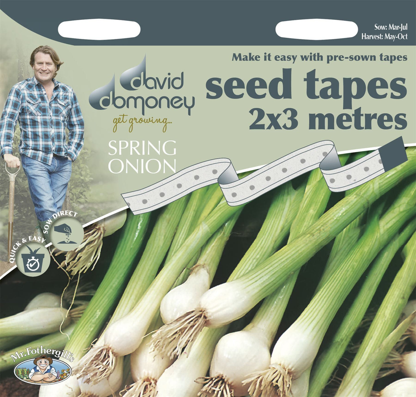 Mr Fothergills - David Domoney - Vegetable - Spring Onion - White Lisbon - Seed Tape