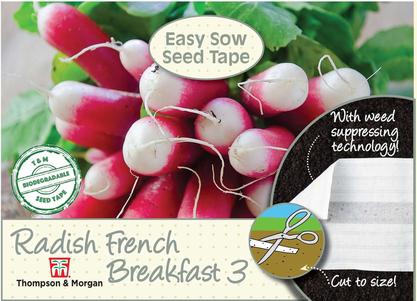 Thompson & Morgan - Vegetable Seed Tape - Radish - French Breakfast 3 Seed Tape
