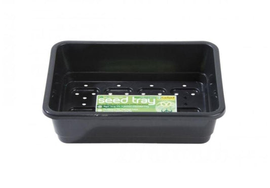 HEAVY DUTY BLACK PLASTIC SEED TRAYS WITH HOLES - HALF SIZE