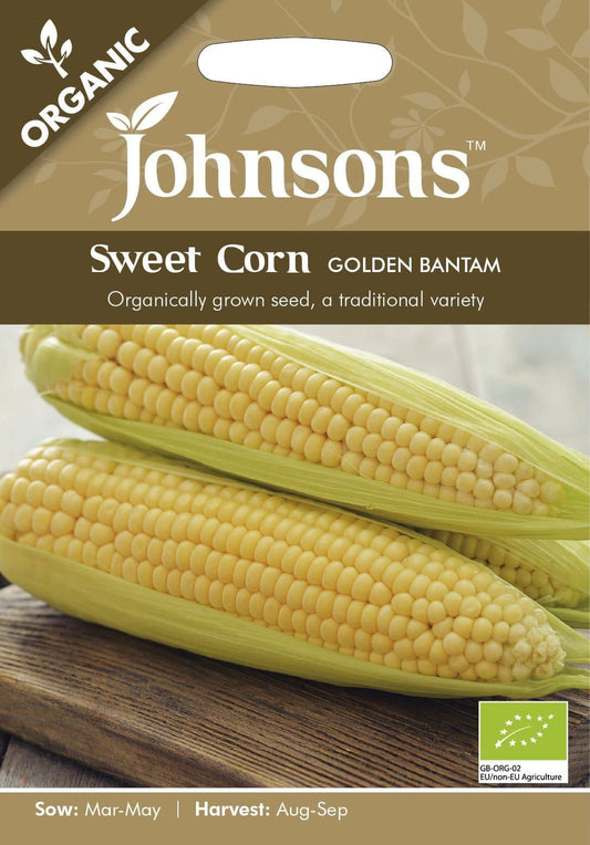 Johnsons Organic Sweet Corn Golden Bantam 35 Seeds