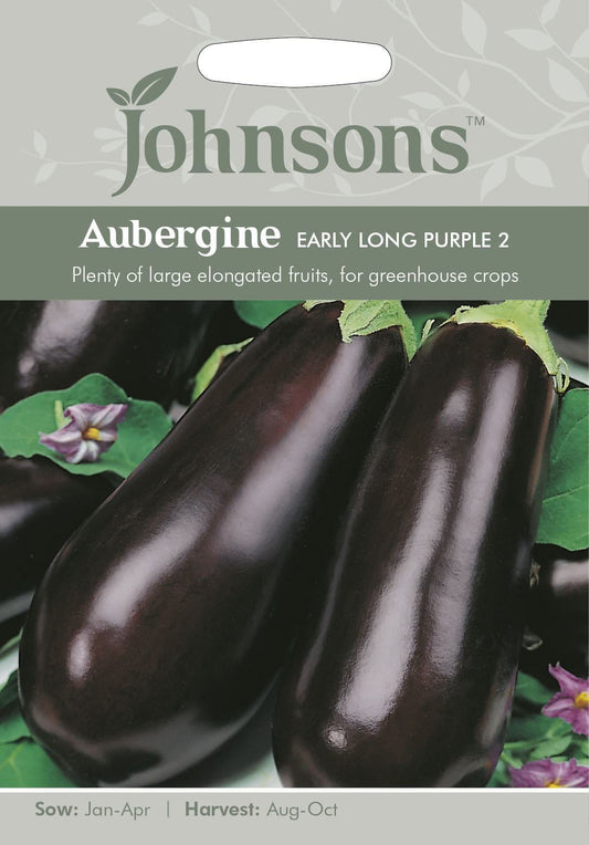 Johnsons Aubergine Early Long Purple 3 100 Seeds