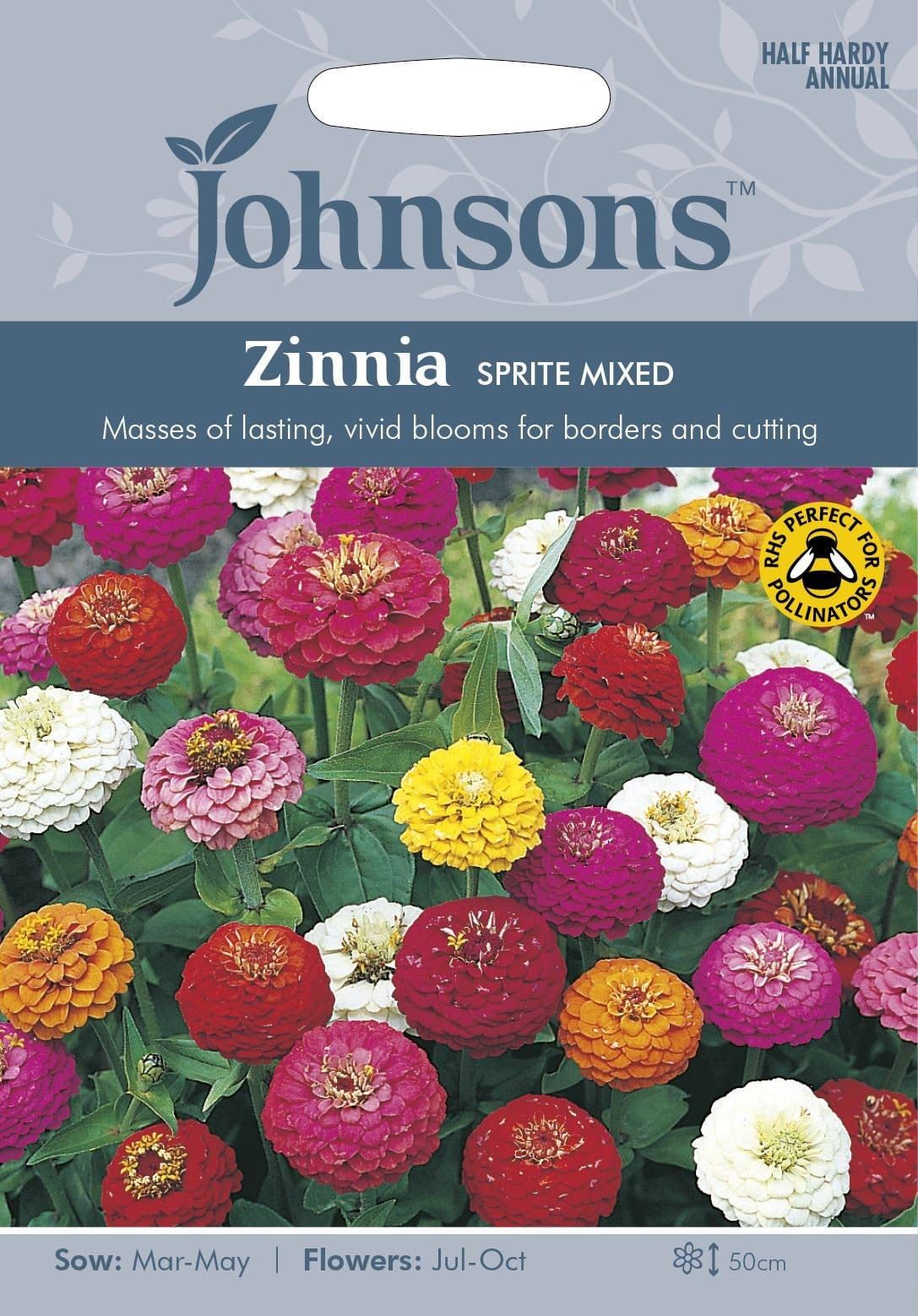 Johnsons Zinnia Sprite Mixed 100 Seeds