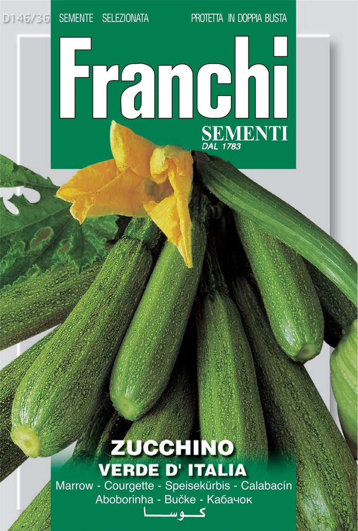 Franchi Seeds of Italy - DBO 146/36 - Courgette - Verde D'Italia - Seeds