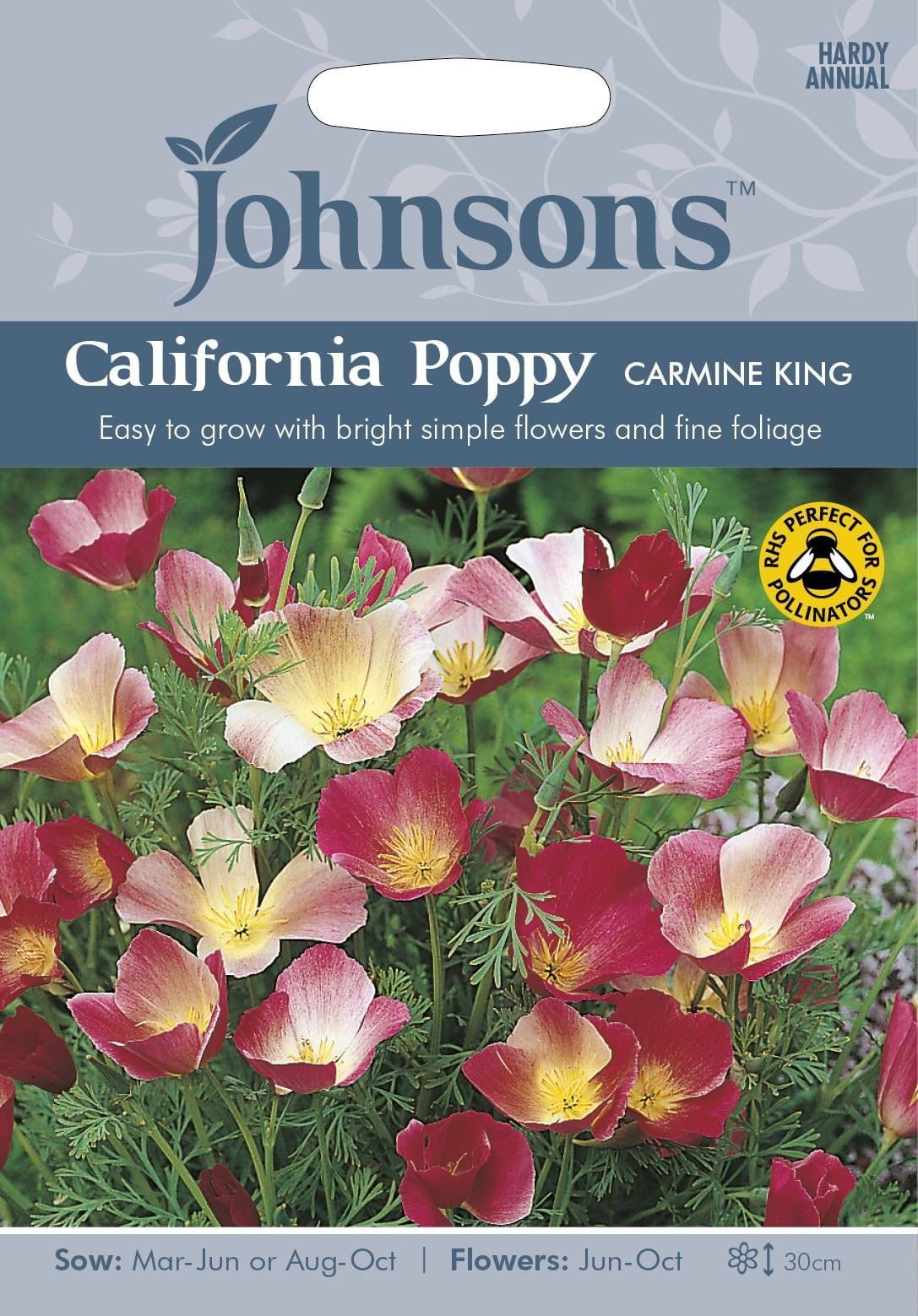 Johnsons California Poppy Carmine King 300 Seeds