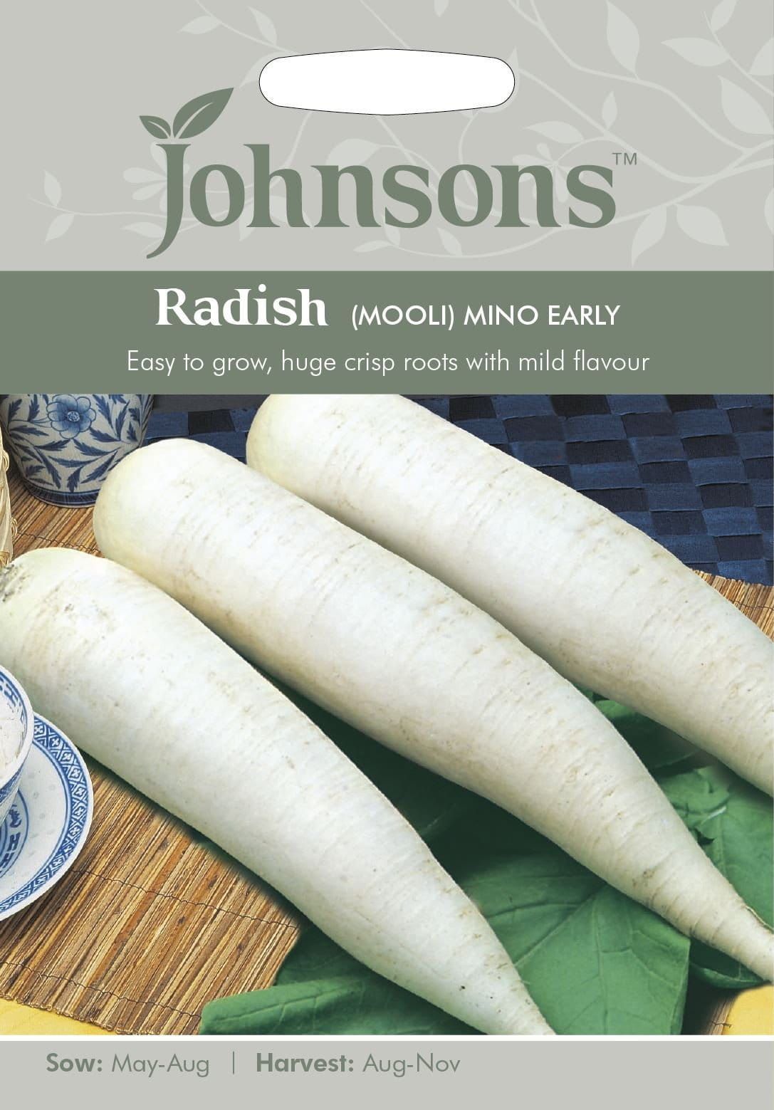 Johnsons Radish Mooli Minnow Early 150 Seeds