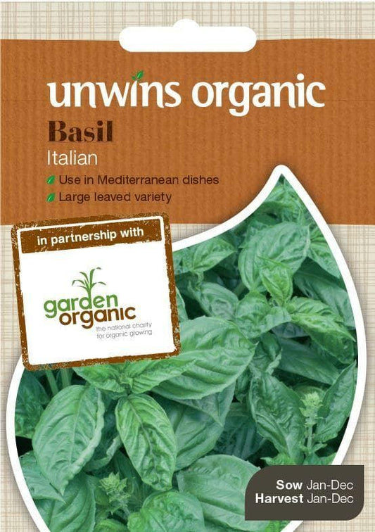 Unwins Organic Herb Basil Italian 550 Seeds