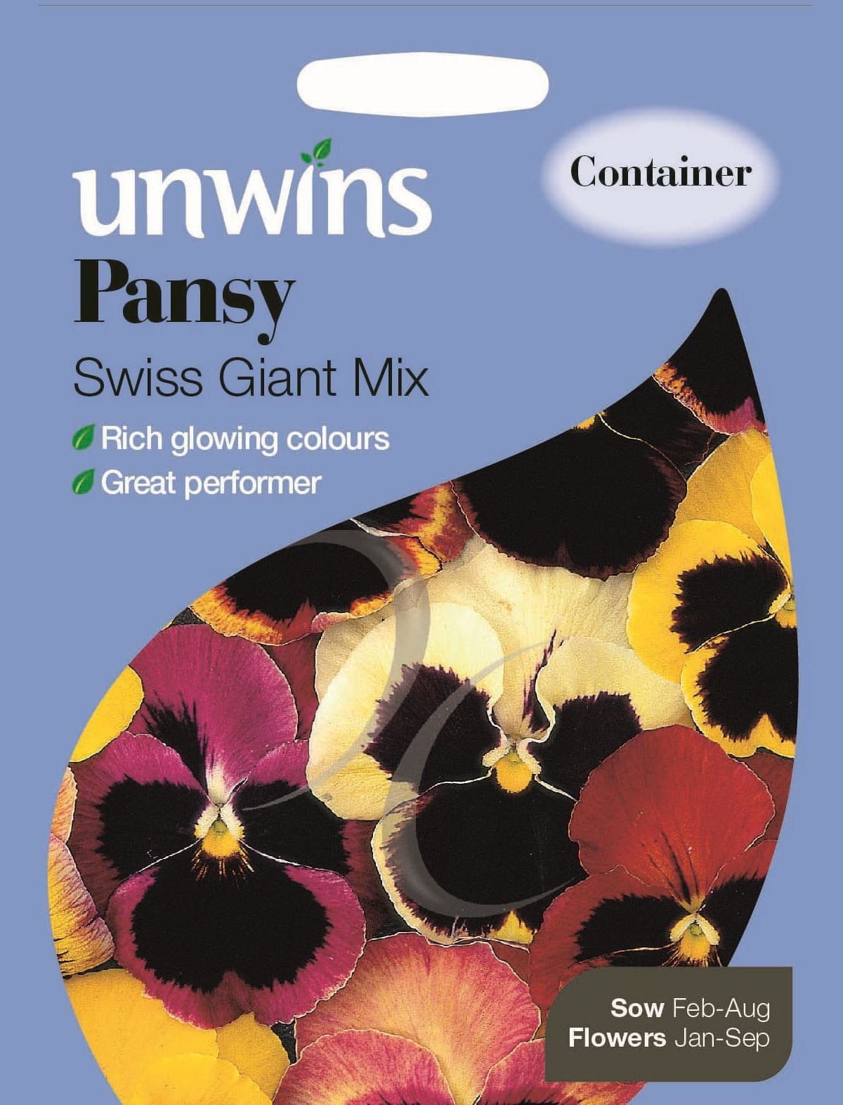 Unwins Pansy Swiss Giant Mix 150 Seeds