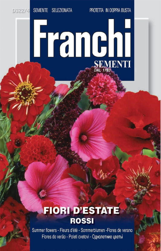 Franchi Seeds of Italy - Flower - FDBF_ 322-4 - Mixed Summer Flowers - Red - Seeds