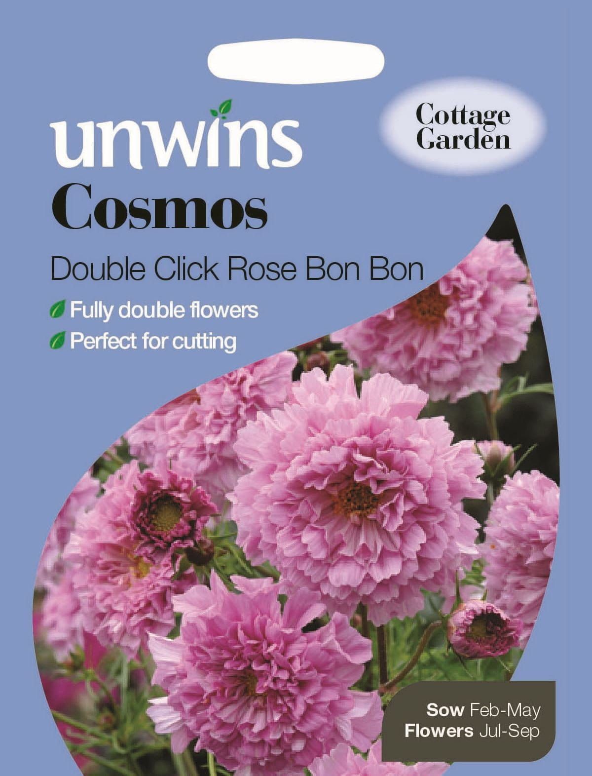 Unwins Cosmos Double Click Rose Bon Bon 10 Seeds