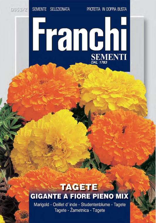 Franchi Seeds of Italy - Flower - FDBF_ 353-2 - Marigold - Tagete Gigantic A Fiore Pieno - Seeds