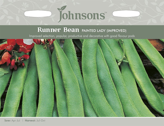 Johnsons Runner Bean Painted Lady Improved 40 Seeds