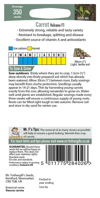 Mr Fothergills Carrot Volcano F1 - 350 Seeds