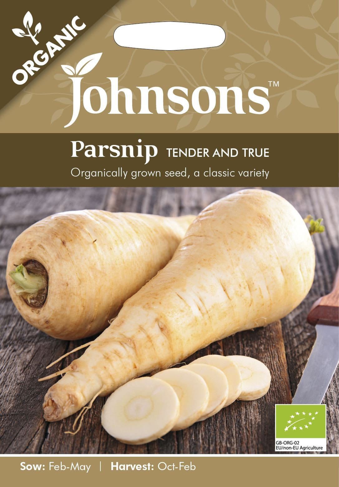 Johnsons Organic Parsnip Tender & True 350 Seeds