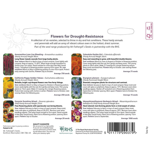 Mr Fothergills RHS Flowers For Drought-Resistance Collection - Seeds