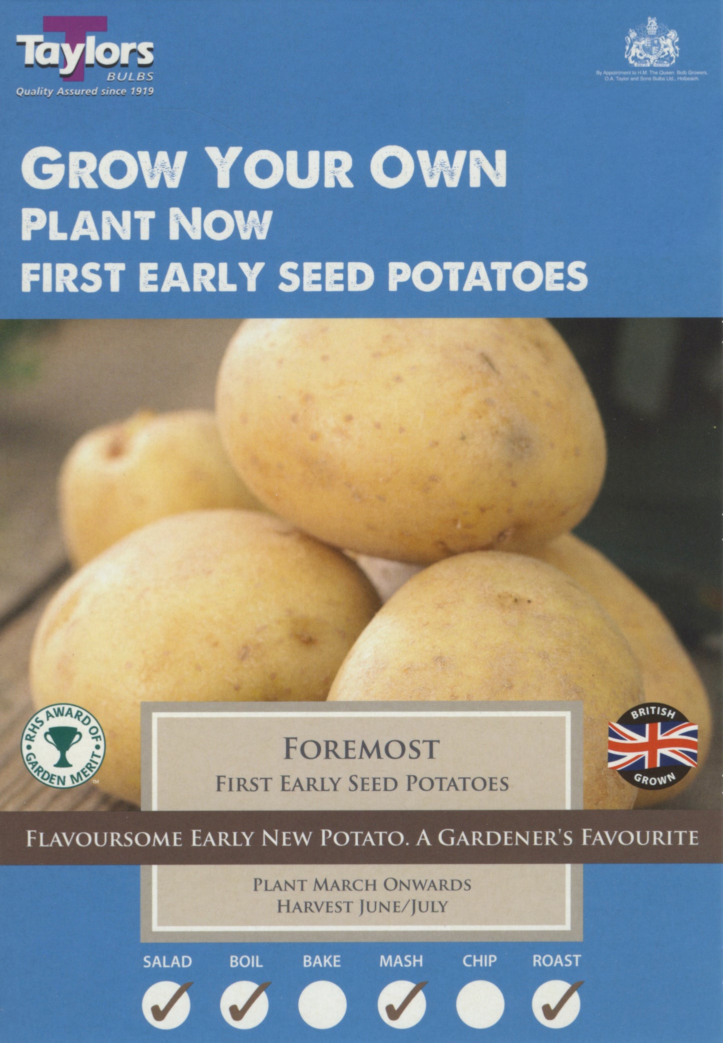 Taylors Seed Potatoes Foremost 10 Tubers First Early