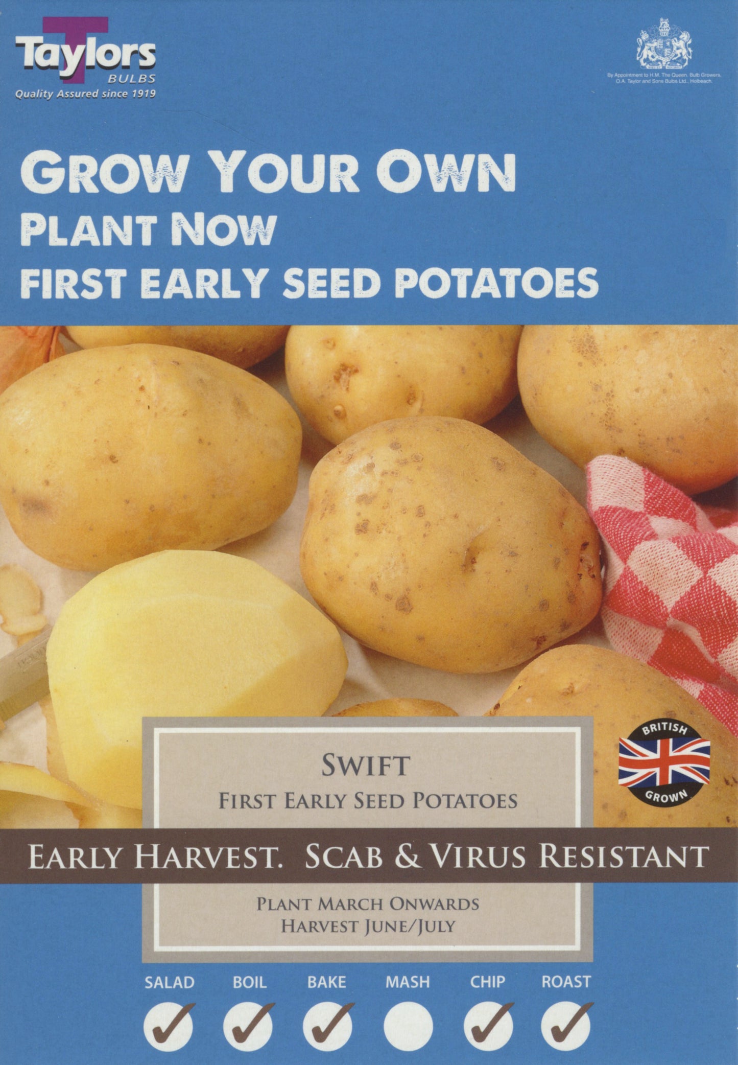 Taylors Seed Potatoes Swift 10 Tuber First Early