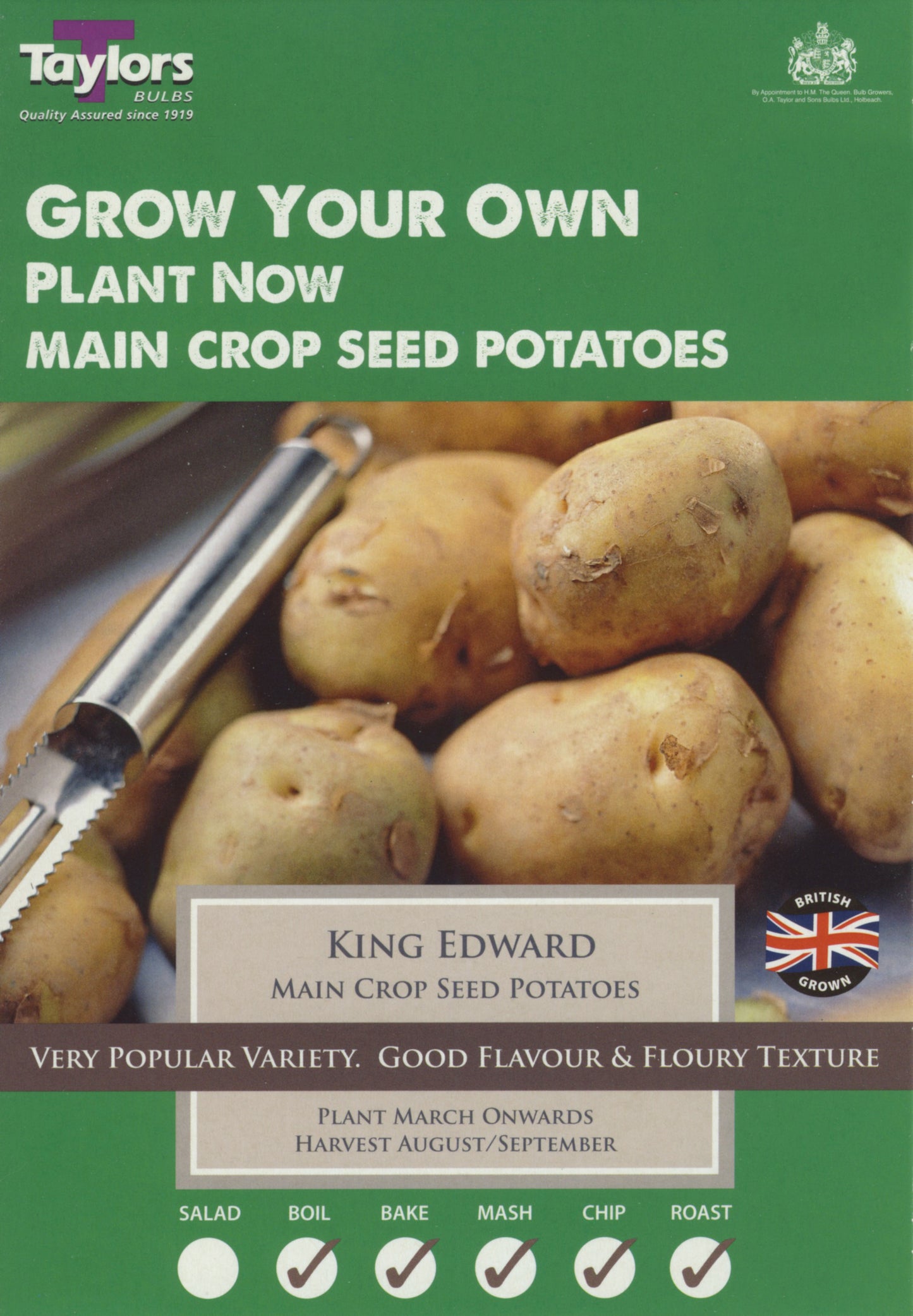 Taylors Seed Potatoes King Edward 10 Tubers Main Crop