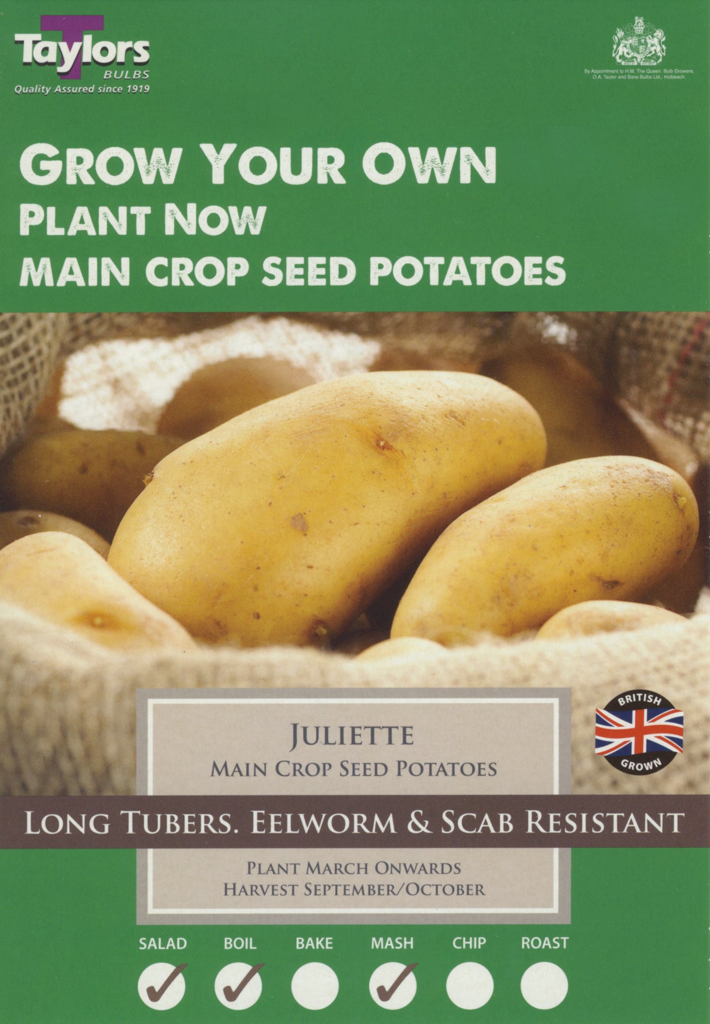Taylors Seed Potatoes Juliette 10 Tubers Main Crop