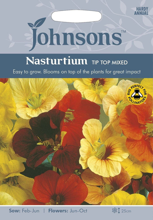 Johnsons Nasturtium Tip Top Mixed 25 Seeds