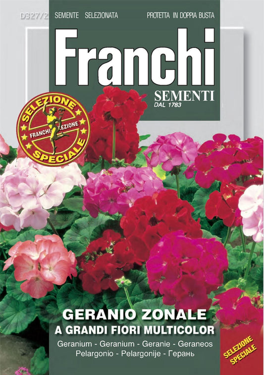 Franchi Seeds of Italy - Flower - FDBF_S 327-2 - Geranium - Zonal Grandi Flora Mix - Seeds