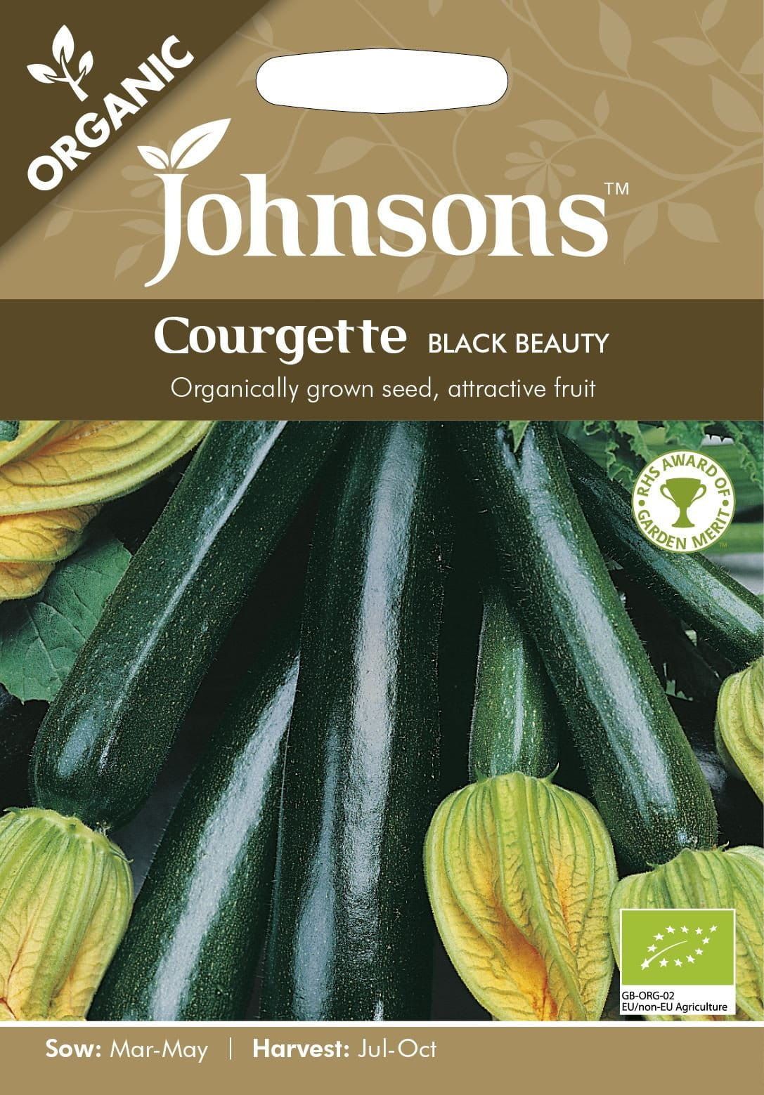 Johnsons Organic Vegetable Courgette Black Beauty 10 Seeds