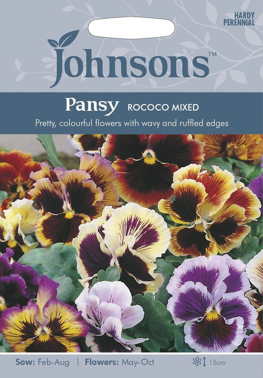 Johnsons Pansy Rococo Mixed 75 Seeds