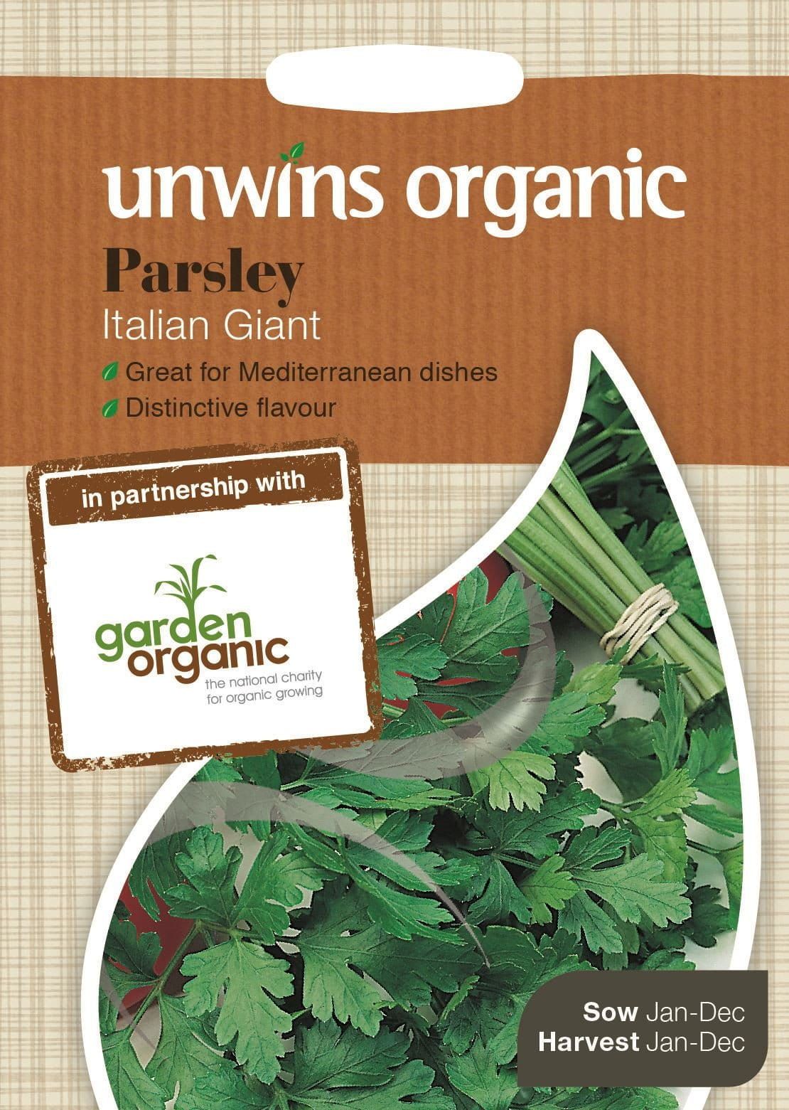 Unwins Organic Herb Parsley Italian Giant 800 Seeds