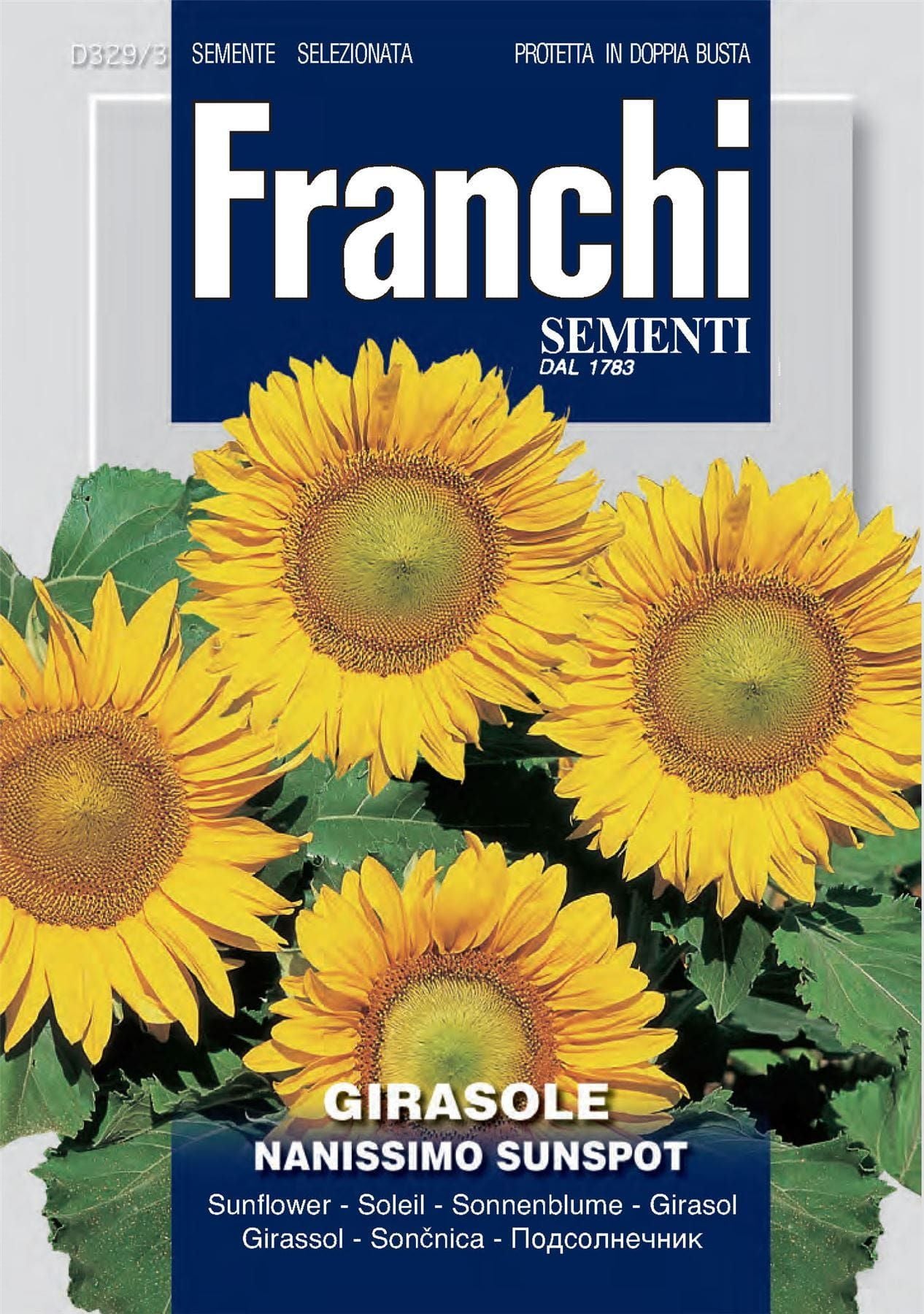 Franchi Seeds of Italy - Flower - FDBF_ 329-3 - Sunflower - Girasole Nanisimo - Dwarf Sunspot - Seeds