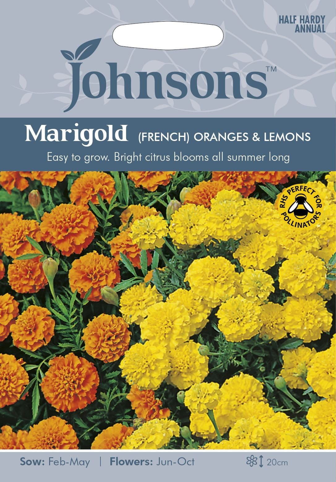 Johnsons French Marigold Oranges and Lemons 125 Seeds