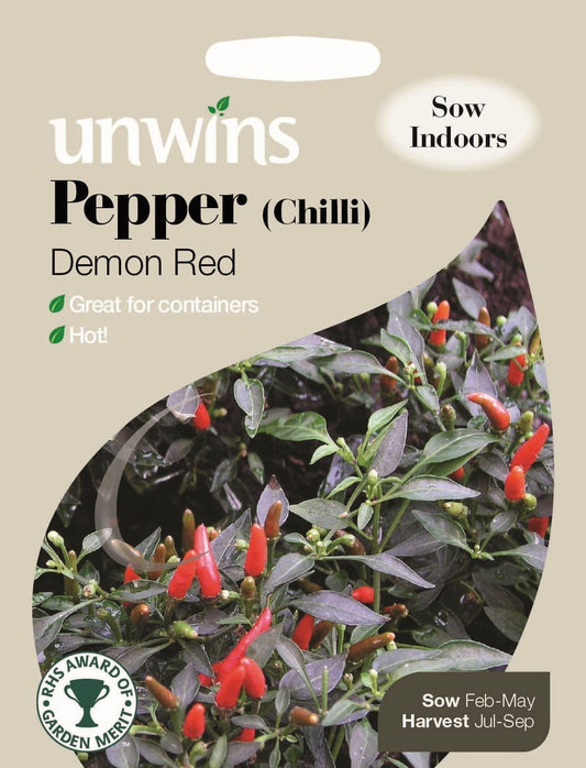 Unwins Pepper (Chilli) Demon Red 6 Seeds
