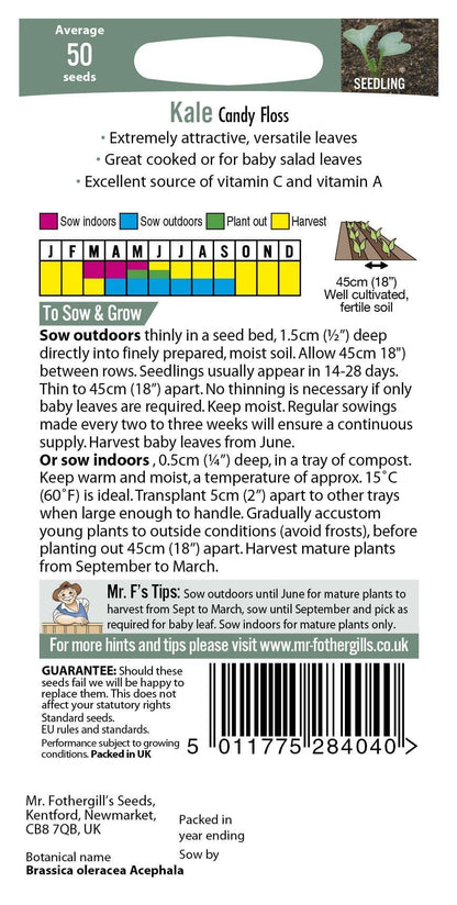 Mr Fothergills Kale Candy Floss 50 Seeds