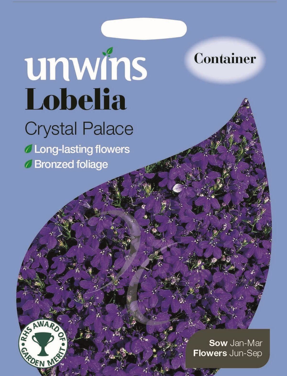Unwins Lobelia Crystal Palace 1000 Seeds